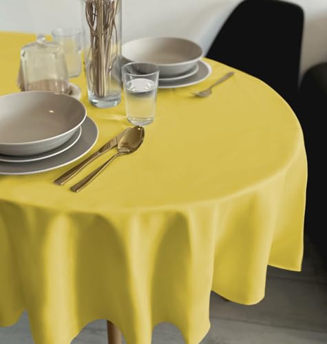 Rollmayer Tischdecke Tischtuch Tischwäsche Gastronomie Kollektion Vivid Uni einfarbig pflegeleicht waschbar 21 Farben zur Auswahl, Produkt für den täglichen Gebrauch(Gelb 5, Oval 140x180cm) von Rollmayer