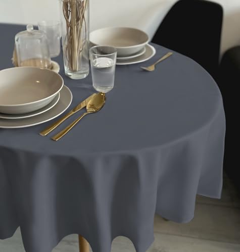 Rollmayer Tischdecke Tischtuch Tischwäsche Gastronomie Kollektion Vivid Uni einfarbig pflegeleicht waschbar(Grafit 33, Oval 140x260cm) von Rollmayer