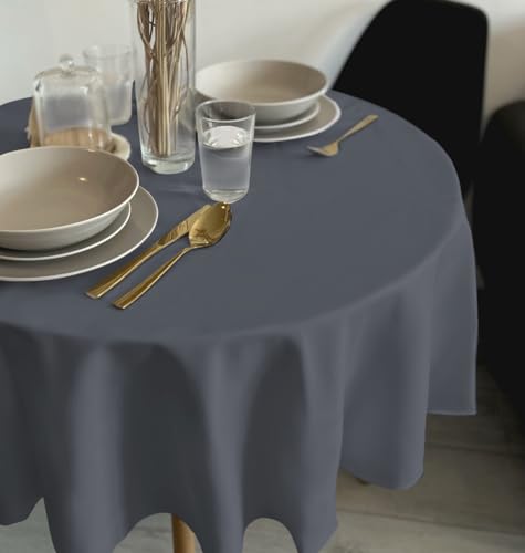 Rollmayer Tischdecke Tischtuch Tischwäsche Gastronomie Kollektion Vivid Uni einfarbig pflegeleicht waschbar 21 Farben zur Auswahl, Produkt für den täglichen Gebrauch(Grafit 33, Rund Ø 120cm) von Rollmayer