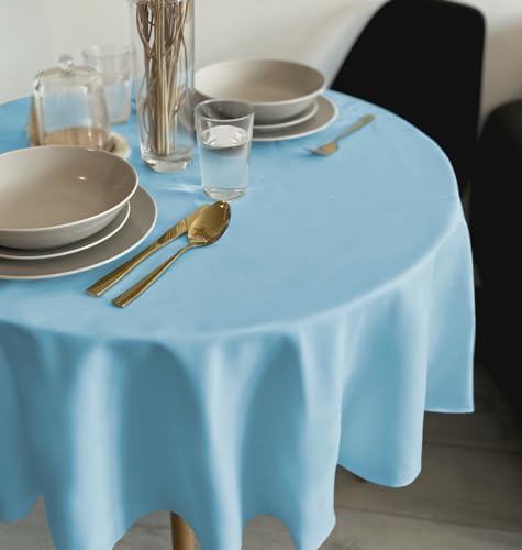 Rollmayer Tischdecke Tischtuch Tischwäsche Gastronomie Kollektion Vivid Uni einfarbig pflegeleicht waschbar 21 Farben zur Auswahl, Produkt für den täglichen Gebrauch(Himmelblau 14, Rund Ø 100cm) von Rollmayer