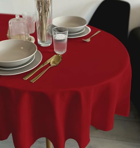Rollmayer Tischdecke Tischtuch Tischwäsche Gastronomie Kollektion Vivid Uni einfarbig pflegeleicht waschbar(Rot 12, Oval 140x260cm) von Rollmayer