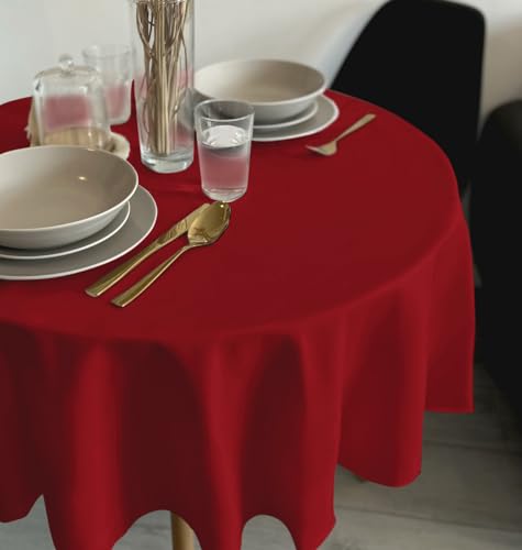 Rollmayer Tischdecke Tischtuch Tischwäsche Gastronomie Kollektion Vivid Uni einfarbig pflegeleicht waschbar(Rot 12, Rund Ø 100cm) von Rollmayer