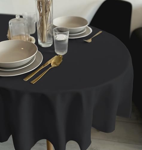 Rollmayer Tischdecke Tischtuch Tischläufer Tischwäsche Gastronomie Kollektion Vivid Uni einfarbig pflegeleicht waschbar (Schwarz 34, Oval 120x180cm) von Rollmayer