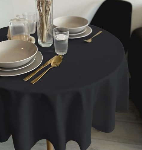 Rollmayer Tischdecke Tischtuch Tischwäsche Gastronomie Kollektion Vivid Uni einfarbig pflegeleicht waschbar 21 Farben zur Auswahl, Produkt für den täglichen Gebrauch(Schwarz 34, Rund Ø 120cm) von Rollmayer