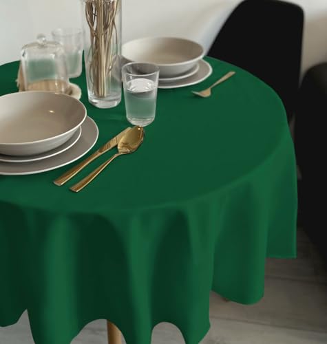 Rollmayer Tischdecke Tischtuch Tischwäsche Gastronomie Kollektion Vivid Uni einfarbig pflegeleicht waschbar 21 Farben zur Auswahl, Produkt für den täglichen Gebrauch(Smaragdgrün 46, Rund Ø 100cm) von Rollmayer