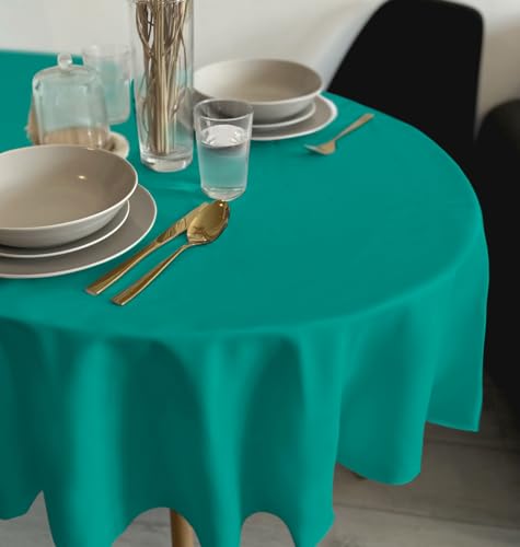 Rollmayer Tischdecke Tischtuch Tischwäsche Gastronomie Kollektion Vivid Uni einfarbig pflegeleicht waschbar(Türkis 17, Oval 140x220cm) von Rollmayer