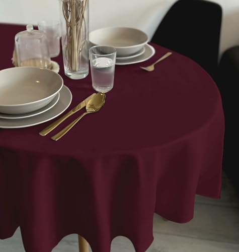 Rollmayer Tischdecke Tischtuch Tischläufer Tischwäsche Gastronomie Kollektion Vivid Uni einfarbig pflegeleicht waschbar (Weinrot 13, Oval 140x220cm) von Rollmayer