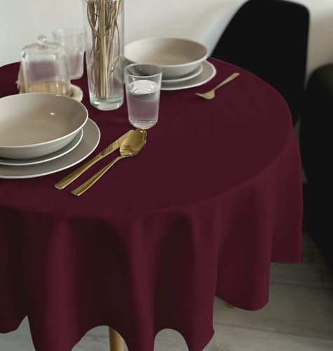 Rollmayer Tischdecke Tischtuch Tischwäsche Gastronomie Kollektion Vivid Uni einfarbig pflegeleicht waschbar zur Auswahl, Produkt für den täglichen Gebrauch(Weinrot 13, Rund Ø 100cm) von Rollmayer