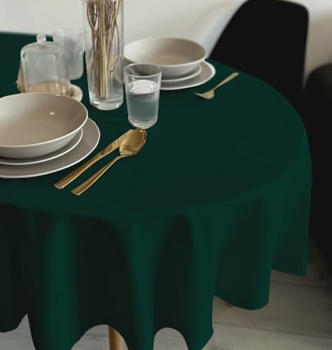 Rollmayer Tischdecke Tischtuch Tischwäsche Gastronomie Kollektion Vivid Uni einfarbig pflegeleicht waschbar (Flaschengrün 26, Oval 120x260cm) von Rollmayer