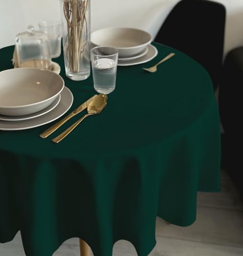 Rollmayer Tischdecke Tischtuch Tischwäsche Gastronomie Kollektion Vivid Uni einfarbig pflegeleicht waschbar (Flaschengrün 26, Rund Ø 100cm) von Rollmayer