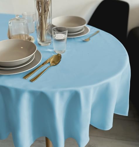 Rollmayer Tischdecke Tischtuch Tischwäsche Gastronomie Kollektion Vivid Uni einfarbig pflegeleicht waschbar 21 Farben zur Auswahl, Produkt für den täglichen Gebrauch(Himmelblau 14, Oval 140x220cm) von Rollmayer
