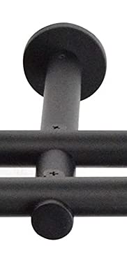 Zubehör für Gardinenstange/Vorhangstange Ø16/19mm / 1-läufig oder 2-läufig (Schwarz Matt Trägern 2-läufig - Ø19mm Wandbefestigung) von Rollmayer