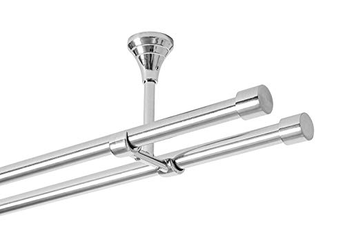 Zubehör für Gardinenstange/Vorhangstange Ø16mm, 1-läufig oder 2-läufig (Edelstahl Träger 2-läufig - Ø16mm Deckenbefestigung) von Rollmayer