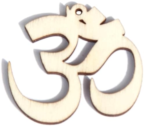 Schablone Symbol "OM" aus Holz verschiedene Größen mit Loch Anhänger zum Aufhängen zum Malen Dekorieren Formen Buddhismus Hinduismus Gebet, 7 x 6,4 x 0,3 cm (B x H x T) von RomaLab