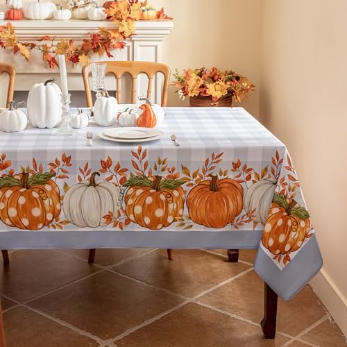 Romanstile Abwischbar Tischdecke Herbst 240x140 cm mit Kürbismuster Blau Tischdecken Karierte Wasserabweisend Modern Tischtuch Rechteckig Tischwäsche für Outdoor Geburtstag Party Camping Dekoration Romanstile Abwischbar Tischdecke Herbst 240x140 cm mit Kürbismuster Blau Tischdecken Karierte Wasserabweisend Modern Tischtuch Rechteckig Tischwäsche für Outdoor Geburtstag Party Camping Dekoration von Romanstile
