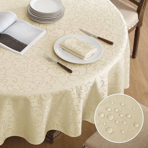 Romanstile Runde Weihnachten Tischdecke 180 cm beige abwaschbar wasserabweisend Damast Jacquard Tischtuch Tafeldecke Tischdecken für Weihnachtsfeiern,Geburtstag,Hotel,Restaurant,Biergarten Romanstile Runde Weihnachten Tischdecke 180 cm beige abwaschbar wasserabweisend Damast Jacquard Tischtuch Tafeldecke Tischdecken für Weihnachtsfeiern,Geburtstag,Hotel,Restaurant,Biergarten von Romanstile