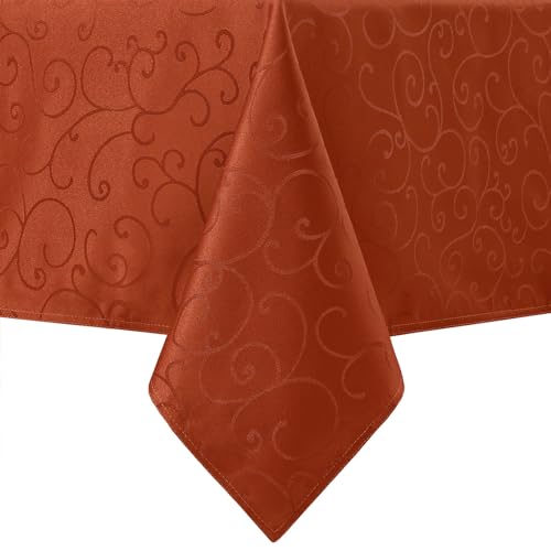 Romanstile Tischdecke Herbst abwaschbar 300 x 150 cm orange Damast Jaquard rechteckige Tischdecken Tischtuch,wasserabweisend,dekorativ für Party,Küche,Esszimmer,Halloween,Garten,Bierzeltgarnitur von Romanstile