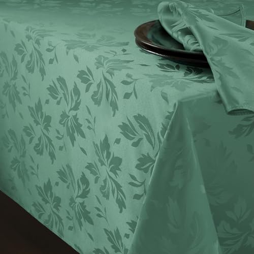 Romanstile Tischdecke abwaschbar 140x240 Mint Grün Frühling rechteckig Luxuriös Blätter Damast Muster wasserabweisend Tischtuch Table Cloth für Geburtstag,Ostern,Spring,Outdoor,Garten,Balkon von Romanstile