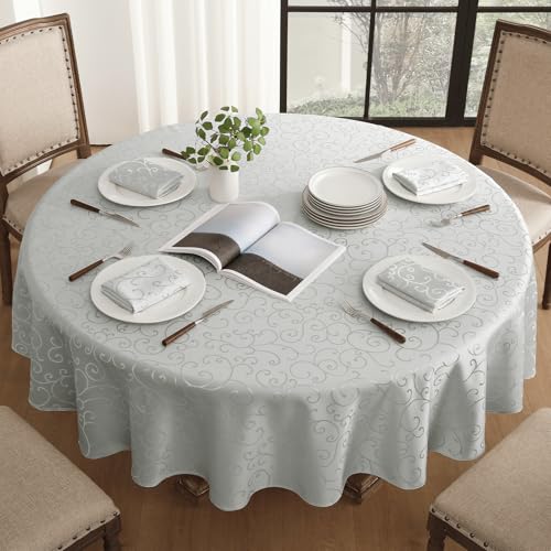 Romanstile Tischdecke rund 160 cm Grau abwaschbar Fleckenschutz wasserabweisend Damast Jacquard Ranke Tischdecken Tischtuch Table Cloth für Party,Geburtstag,Hotel,Restaurant,Bar,Silvester Romanstile Tischdecke rund 160 cm Grau abwaschbar Fleckenschutz wasserabweisend Damast Jacquard Ranke Tischdecken Tischtuch Table Cloth für Party,Geburtstag,Hotel,Restaurant,Bar,Silvester von Romanstile
