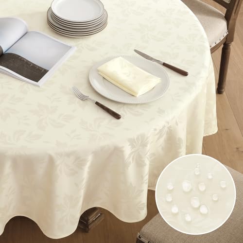 Romanstile Tischdecke rund 180 cm Creme Weihnachten abwaschbar Luxuriös Jacquard Blumen wasserabweisend Tischtuch Tafeltuch Table Cloth für Esstisch,Party,Weihnachtsdeko,Hochzeit,Küche,Garten,Winter Romanstile Tischdecke rund 180 cm Creme Weihnachten abwaschbar Luxuriös Jacquard Blumen wasserabweisend Tischtuch Tafeltuch Table Cloth für Esstisch,Party,Weihnachtsdeko,Hochzeit,Küche,Garten,Winter von Romanstile