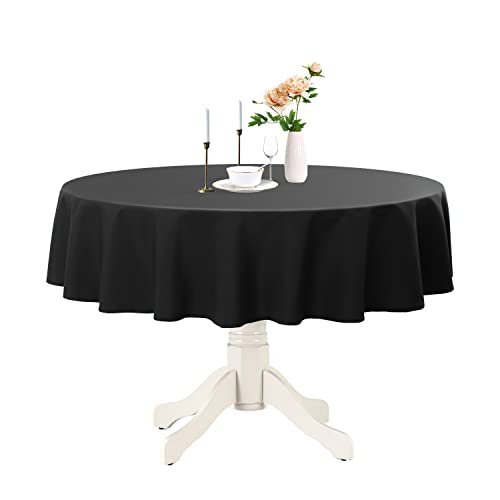 Romanstile Tischdecke schwarz rund 160 cm abwaschbar und wasserabweisend Weihnachten Tischtuch Tischwäsche Table Cloth für Party,Cafe,Restaurant,Esszimmer,Garten,Outdoor,Halloween,Herbst,Winter von Romanstile