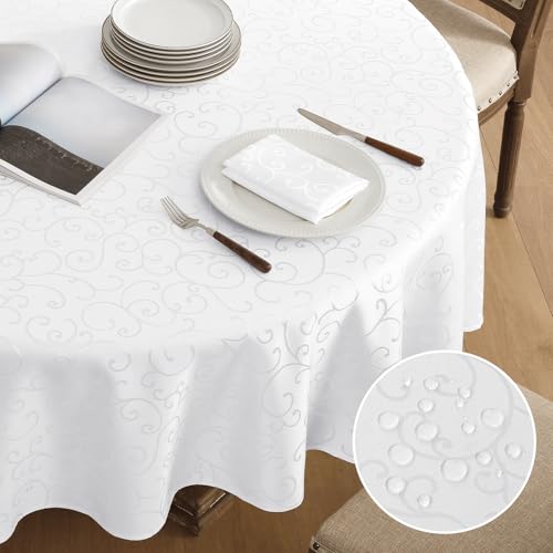 Romanstile abwaschbare Tischdecke rund Weihnachten 200 cm weiß Damast Jacquard,schmutzabweisend,wasserabweisend,elegante Tischdecken für Konferenz,Party,Geburtstag,Hotel,Restaurant,Feste,Messe,Täglich Romanstile abwaschbare Tischdecke rund Weihnachten 200 cm weiß Damast Jacquard,schmutzabweisend,wasserabweisend,elegante Tischdecken für Konferenz,Party,Geburtstag,Hotel,Restaurant,Feste,Messe,Täglich von Romanstile