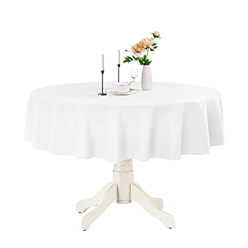 Romanstile kleine runde Outdoor Tischdecke 120 cm weiß abwaschbar und wasserabweisend Weihnachten Tischtuch Tischwäsche Table Cloth für Party,Balkon,Esszimmer,Garten,Draußen,Terrasse von Romanstile