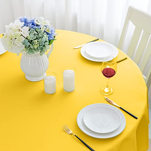Romanstile kleine runde Tischdecke Outdoor 120 cm Gelb abwaschbar wasserabweisend Tischtuch Tablecloth Tischwäsche Deko für Geburtstag,Party,Garten,Frühling,Sommer,Terrasse,Balkon,Hochzeit,Ostern von Romanstile