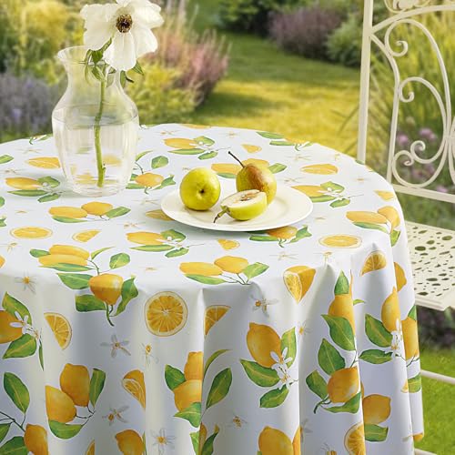 Romanstile kleine runde Wachstuchtischdecke 100 cm PVC Tischdecke Outdoor wetterfest wasserdicht Zitronen Mediterraner Stil mit Schnittkanten für Garten,Balkon,Terrasse,Couchtisch,BBQ,Kinderzimm Romanstile kleine runde Wachstuchtischdecke 100 cm PVC Tischdecke Outdoor wetterfest wasserdicht Zitronen Mediterraner Stil mit Schnittkanten für Garten,Balkon,Terrasse,Couchtisch,BBQ,Kinderzimm von Romanstile