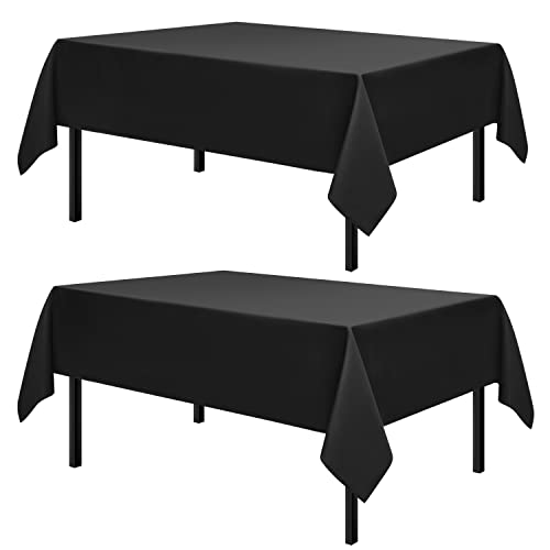 Romanstile rechteckige Tischdecke aus Polyester, flecken- und knitterfrei, waschbar, für Esstisch, Urlaub, Party, Schwarz, 132 x 178 cm, 2 Stück von Romanstile