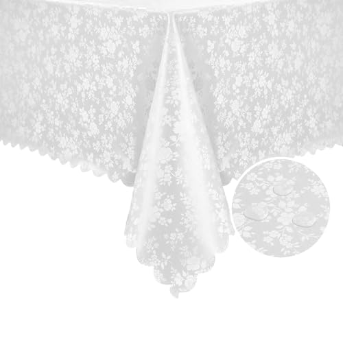 Romanstile weiße Tischdecke Weihnachten abwaschbar 240 x 140 Wachstuch meterware rechteckig 350GSM mit Wellenkante,wasserdicht,wetterfest,pflegeleicht deko für Party,Silvester,Outdoor,Esstisch,Feste Romanstile weiße Tischdecke Weihnachten abwaschbar 240 x 140 Wachstuch meterware rechteckig 350GSM mit Wellenkante,wasserdicht,wetterfest,pflegeleicht deko für Party,Silvester,Outdoor,Esstisch,Feste von Romanstile