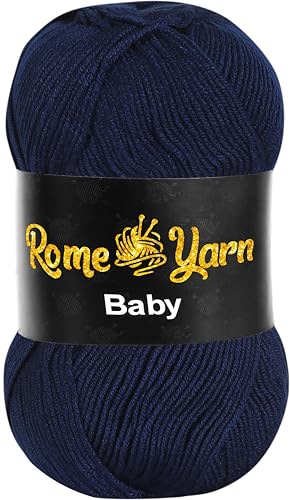 Baby Wolle (#3 DK) Leichtes Kammgarn Babygarn, Strickgarn Baby Best uni Babywolle, Antipilling Strickwolle Häkelwolle Acrylgarn zum Stricken und Häkeln (1 Knäuel, 636) von Rome Yarn