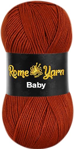 Baby Wolle (#3 DK) Leichtes Kammgarn Babygarn, Strickgarn Baby Best uni Babywolle, Antipilling Strickwolle Häkelwolle Acrylgarn zum Stricken und Häkeln (1 Knäuel, 832 Ziegel) von Rome Yarn