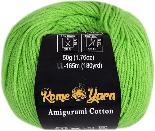 Rome Yarn Amigurumi Cotton Garn | #2 Fein Wolle | 50g | 50% Baumwolle, 50% Acryl | Strickwolle | Amigurumi Garn | Amigurumi Wolle | Babygarn für Stricken und Häkeln (1 Knäuel, 19 Pistaziengrün) von Rome Yarn