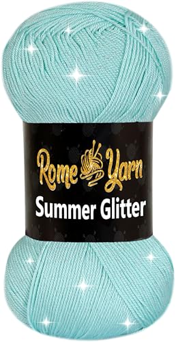 Rome Yarn Summer Glitter | Sommer Glitzer Garn | Seideneffekt | Anti-Pilling Metallic-Wolle | Acrylgarn Simli Wolle | Glitzerwolle (1 Knäuel, 507 Wassergrün) von Rome Yarn