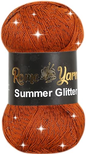 Rome Yarn Summer Glitter | Sommer Glitzer Garn | Seideneffekt | Anti-Pilling Metallic-Wolle | Acrylgarn Simli Wolle | Glitzerwolle (1 Knäuel, 834) von Rome Yarn