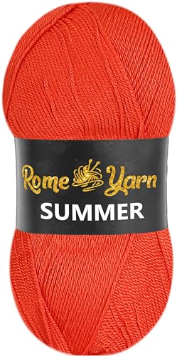 Rome Yarn Summer | Sommergarn | #2 Fein, 4 Ply (UK), Sport (USA) | Seideneffekt | 100% Mikrofaser | Anti-Pilling Acrylgarn Wolle (1 Knäuel, 101 Pomegranate Flower) von Rome Yarn