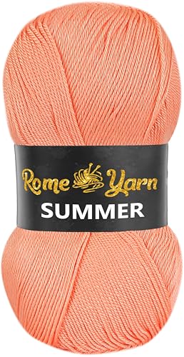 Rome Yarn Summer | Sommergarn | #2 Fein, 4 Ply (UK), Sport (USA) | Seideneffekt | 100% Mikrofaser | Anti-Pilling Acrylgarn Wolle (1 Knäuel, 218 Lachs) von Rome Yarn