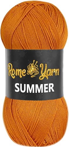 Rome Yarn Summer | Sommergarn | #2 Fein, 4 Ply (UK), Sport (USA) | Seideneffekt | 100% Mikrofaser | Anti-Pilling Acrylgarn Wolle (1 Knäuel, 302 Zimt) von Rome Yarn