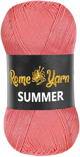 Rome Yarn Summer | Sommergarn | #2 Fein, 4 Ply (UK), Sport (USA) | Seideneffekt | 100% Mikrofaser | Anti-Pilling Acrylgarn Wolle (1 Knäuel, 766 Hellrosa) von Rome Yarn