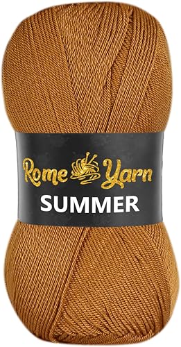 Rome Yarn Summer | Sommergarn | #2 Fein, 4 Ply (UK), Sport (USA) | Seideneffekt | 100% Mikrofaser | Anti-Pilling Acrylgarn Wolle (1 Knäuel, 840 Dunkelbraun) von Rome Yarn