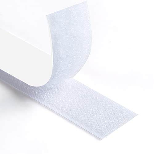 Romon Klettverschluss Selbstklebend, 5M Klettband Selbstklebend Extra Stark Doppelseitig Klebende 16mm Breit Selbstklebendes Klebepad Enthält Flauschband und Hakenband Weiß von Romon