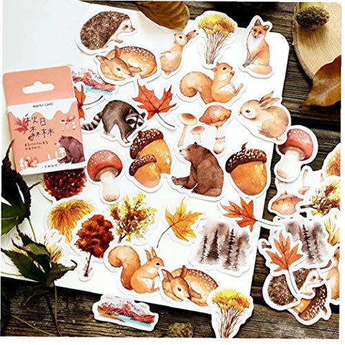 Romote 46 STK/Packung Herbstwaldtiere Dekoration Adhesive Aufkleber DIY Karikatur-Aufkleber Tagebuch-Aufkleber Scrapbook Sticker von Romote