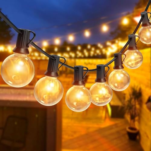 Romwish LED Lichterkette Außen 12M, Dimmbar & Wetterfest IP44, G40 Glühbirnen Warmweiß, Anschlussfertig für Garten, Balkon, Terrasse, Party von Romwish
