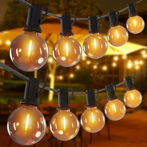 Romwish LED Lichterkette Außen 9M, Dimmbar & Wetterfest IP44, G40 Glühbirnen Warmweiß, Anschlussfertig für Garten, Balkon, Terrasse, Party von Romwish