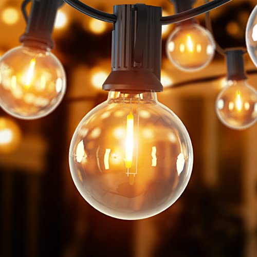 Romwish LED Lichterkette Außen 5M, Dimmbar & Wetterfest IP44, G40 Glühbirnen Warmweiß, Anschlussfertig für Garten, Balkon, Terrasse, Party von Romwish