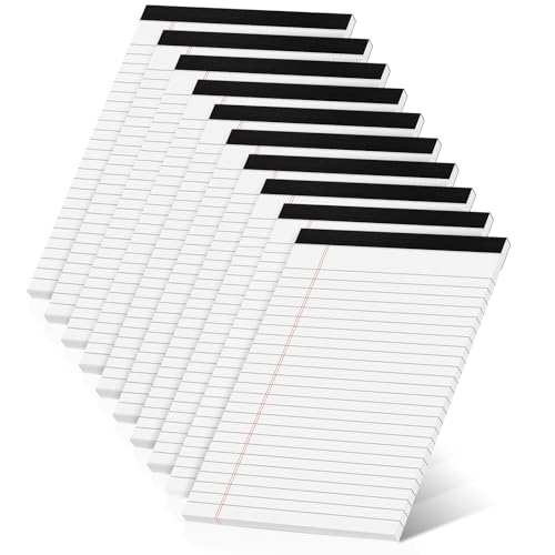 10 Pack White Legal Pads 5x8 Small Note Pads, Writing Pads for Work, College Ruled Perforated Memo Pad, Desk Notepad with Study Backboard, 30 Sheets Per Pad, 5x8 Legal Pad for Office/School/Home 10 Pack White Legal Pads 5x8 Small Note Pads, Writing Pads for Work, College Ruled Perforated Memo Pad, Desk Notepad with Study Backboard, 30 Sheets Per Pad, 5x8 Legal Pad for Office/School/Home von Roneky