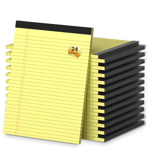 24 gelbe Notizblöcke, 8,5 x 11 cm, breit liniert, mikroperforiert, liniert, Notizblöcke, 30 Blatt pro Notizblock, doppelseitig bedruckt, 21,6 x 28,9 cm, für Zuhause, Büro, Schule 24 gelbe Notizblöcke, 8,5 x 11 cm, breit liniert, mikroperforiert, liniert, Notizblöcke, 30 Blatt pro Notizblock, doppelseitig bedruckt, 21,6 x 28,9 cm, für Zuhause, Büro, Schule von Roneky