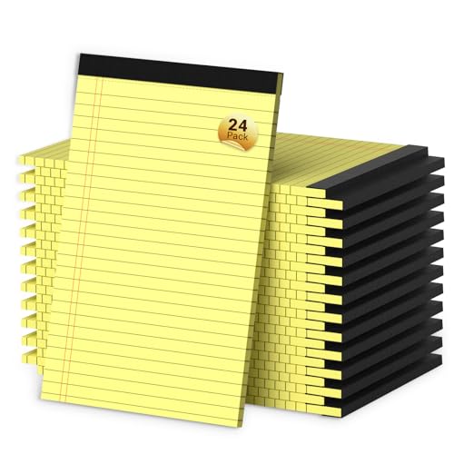 Gelbe Notizblöcke, 12,7 x 20,3 cm, 24 Stück, 12,7 x 20,3 cm, gelbe Notizblöcke, College-liniert, Mini-Notizblock, doppelseitig, perforiert, kleine Notizblöcke, 12,7 x 20,3 cm, liniertes Papier Gelbe Notizblöcke, 12,7 x 20,3 cm, 24 Stück, 12,7 x 20,3 cm, gelbe Notizblöcke, College-liniert, Mini-Notizblock, doppelseitig, perforiert, kleine Notizblöcke, 12,7 x 20,3 cm, liniertes Papier von Roneky