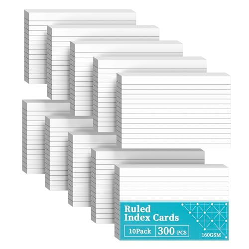 Karteikarten, A6, 360 Stück, Revisionskarten, A6, weiß liniert, Karteikarten, Karteikarten, Rezeptkarten für Notizen, Erinnerungen von Roneky